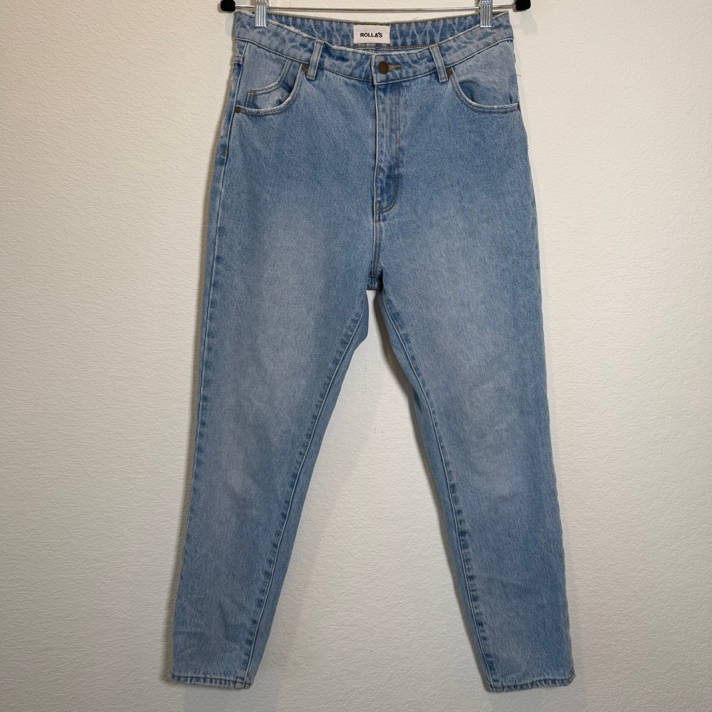 Rollas Dusters High Rise Slim Jeans Light Wash Blue Size 30 Tapered Leg Denim